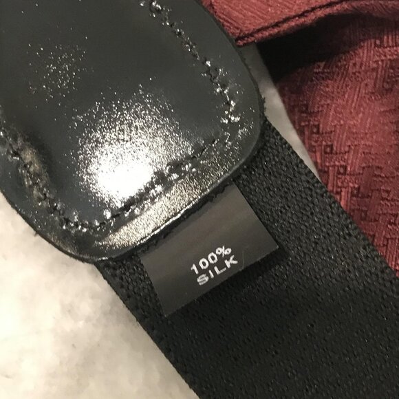 100% Silk Suspenders Mens One Size Burgundy Button End Y-Back Formal Braces - Picture 5 of 5